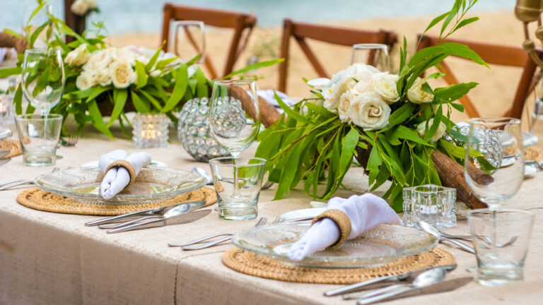 Wedding dining table on the beach in Bali