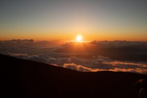 Sunrise view from high mountain on Haleakala, Maui