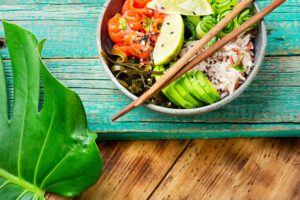 Hawaii Travel Tips for First Timers: Things to Know Before You Go Poke bowl with veggies and salmon