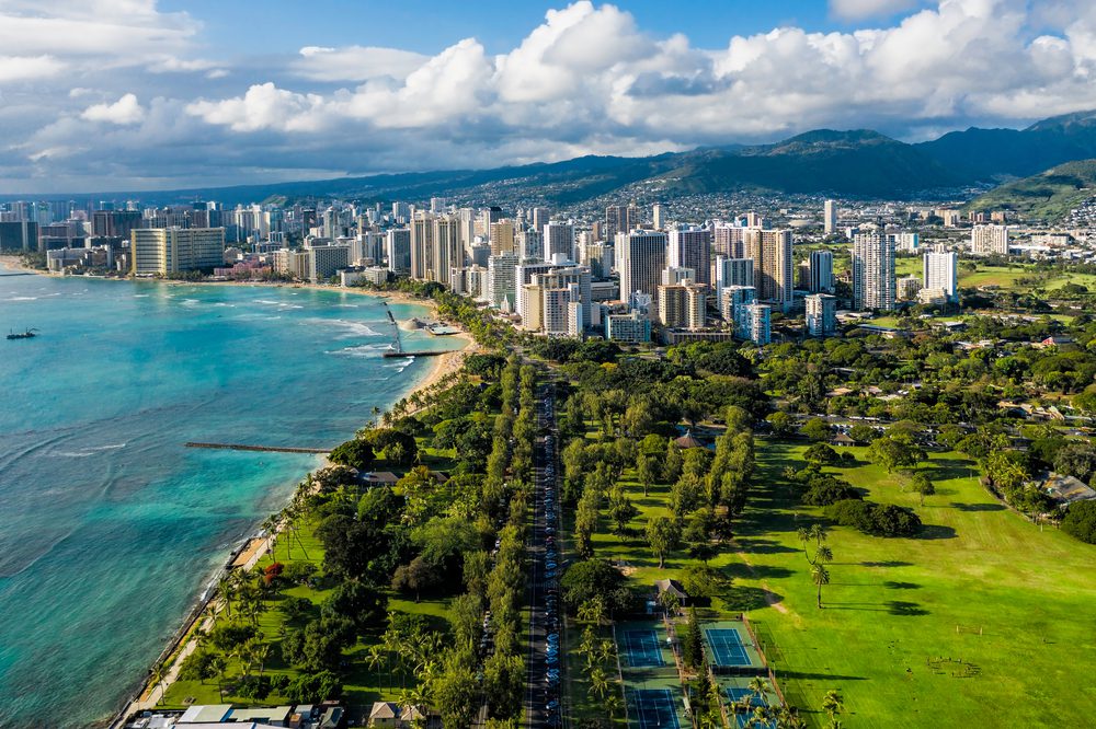 Aerial view of Waikiki, Oahu