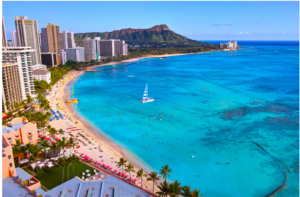 How Many Days Do You Need in Hawaii? Aerial view of Waikiki Beach, hotels, and Diamond Head