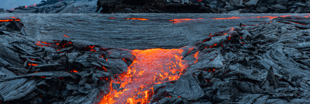 red molten lava stream