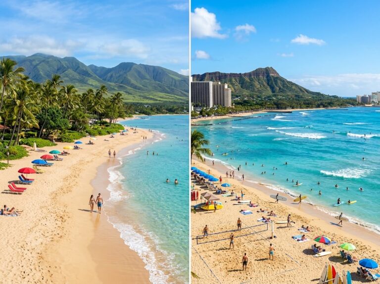 Beach shorelines for Maui and Oahu, sided by side comparison.
