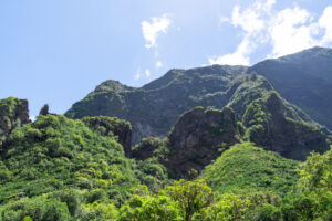 Steep mountains on a beautiful sunny day